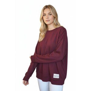 WeWoreWhat Wellness Club Oversized Crewneck Sweatshirt Burgundy L